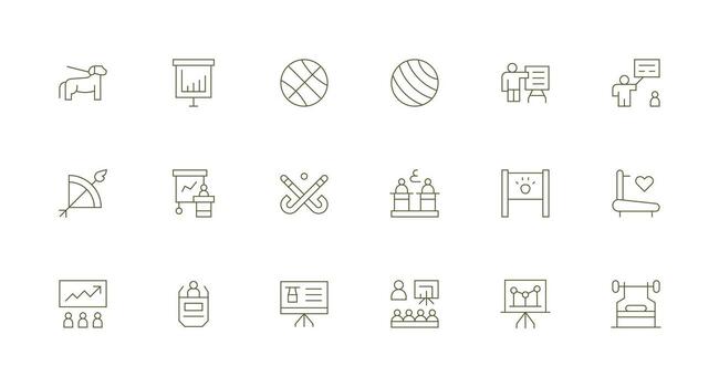 18 Icons for Training in Minimal Line Format Flexible Icon System for Web Interfaces vector