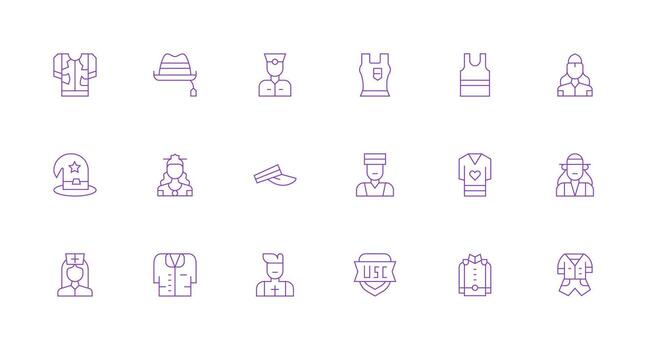 uniforme icono colección con 18 mínimo línea diseños esencial íconos para rápido ui edificio vector