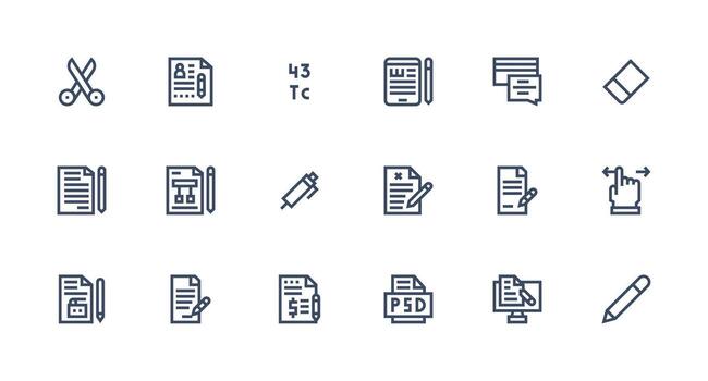 Editing Icon Collection with 18 Strong Stroke Line Designs Essential Icon Set for Teams vector