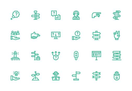 Thick Line Line Style Guidance Icons with 24 Vectors Scalable Icon Pack