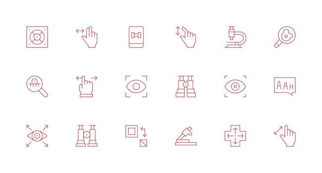 Magnify Visual Pack containing 18 Minimal Line Icons Scalable Icons for Cross-Platform Interfaces vector