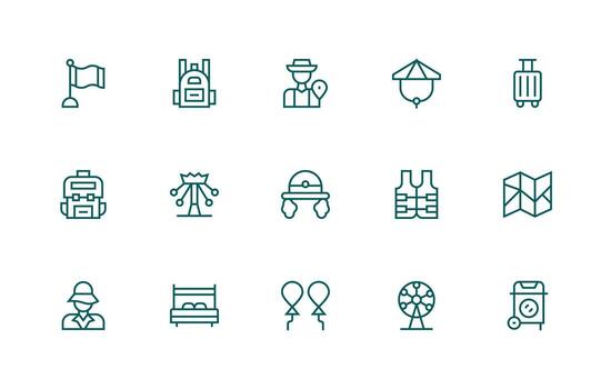 15 Regular Line Style Icons from Tourist Collection Digital Product Icons for Fast Delivery vector