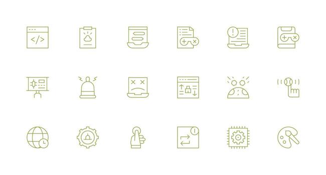 18 Minimal Line Icons for Software Graphics Icon Set for Apps vector