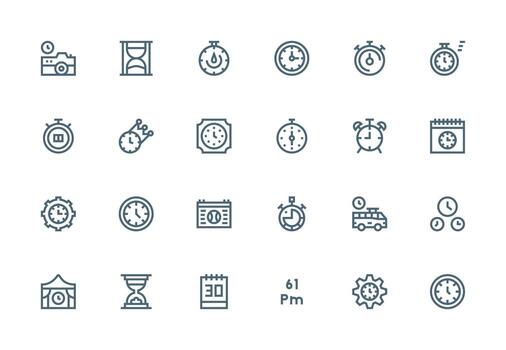 Countdown Design Icons featuring 24 in Thick Line Line Style User Interface Icons for Digital Products vector