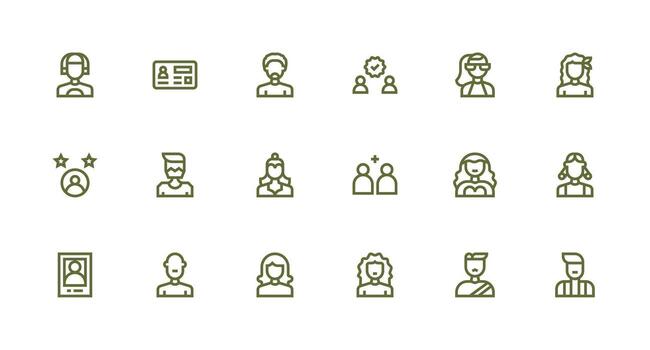 Strong Stroke Line Icons from Member Set with 18 Vectors App Icon Pack