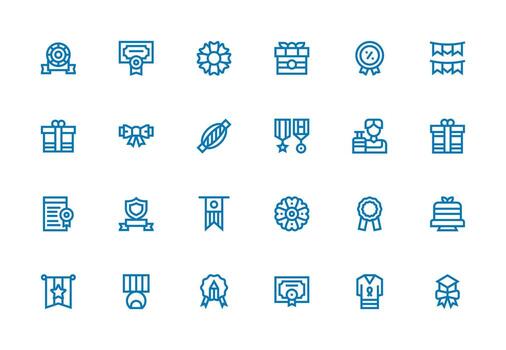 24 grueso línea línea íconos para cinta gráficos flexible icono sistema para web interfaces vector