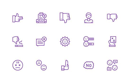 15 Regular Line Vectors for Disapproval Theme Icons Built for Visual Consistency Pack