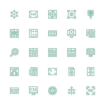 Layout Set with 25 Medium Stroke Outline Icons UI and UX Focused Icon Collection vector