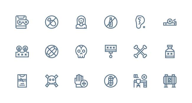 Forbidden Icon Set with 18 Strong Stroke Line Graphics Clean Icon Collection for Web Use vector