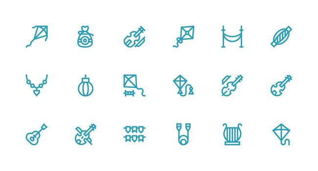 String Visual Pack containing 18 Strong Stroke Line Icons Minimal Icon Set for Interface Projects vector