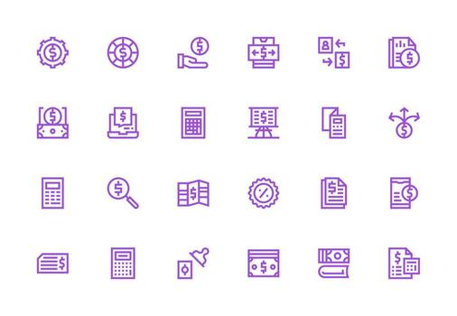 24 Thick Line Line Style Icons from Expense Collection Web Icon Collection vector
