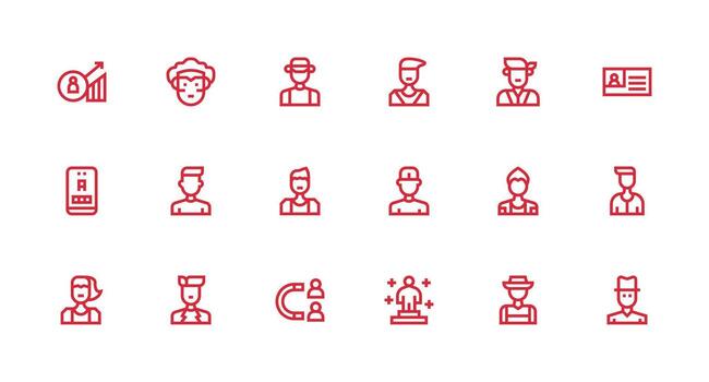 Signup Set with 18 Strong Stroke Line Icons Essential Icons for Rapid UI Building vector