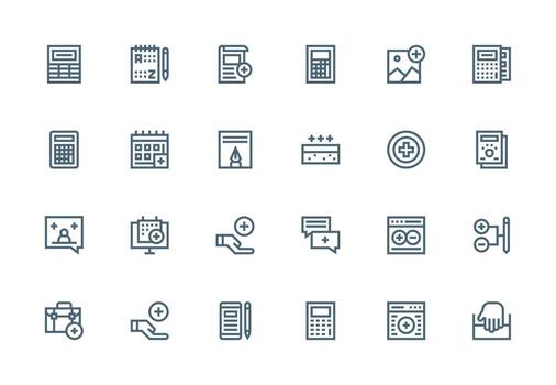 24 Thick Line Line Style Icons from Add Collection Essential Icons for Rapid UI Building vector