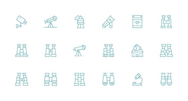 18 Minimal Line Icons for Observation Graphics UI Icon Set vector
