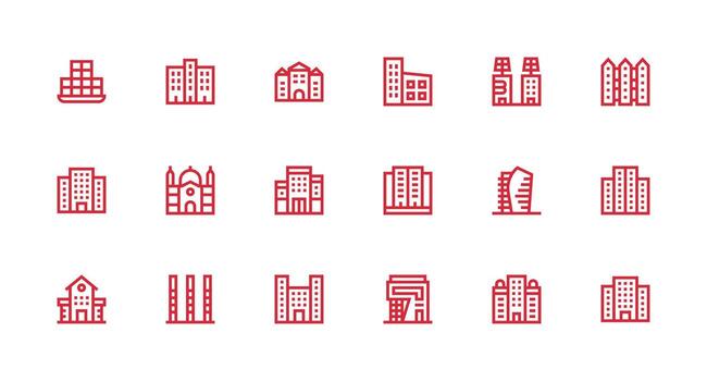 Strong Stroke Line Icons from Apartments Set with 18 Vectors Organized Glyph Icons for Fast Design