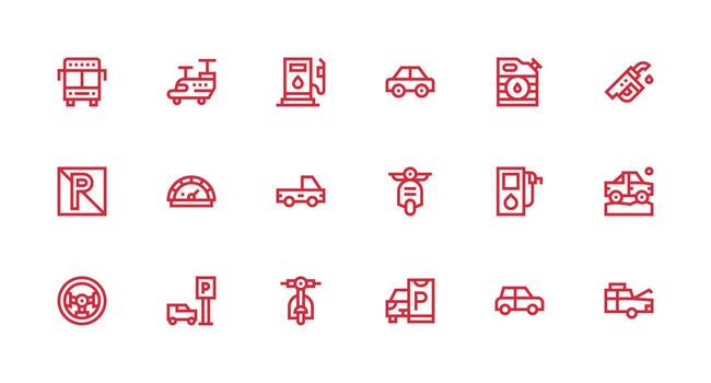 18 Icons for Motor Vehicle in Strong Stroke Line Format Pixel Perfect Icon Set vector