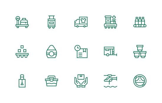 15 Transporting Icons in Regular Line Aesthetic Versatile Icon Collection for Designers vector