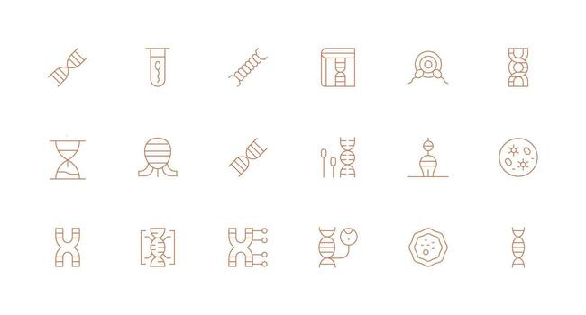 Genetics featuring 18 Icons in Minimal Line Design Icon Set for Projects vector