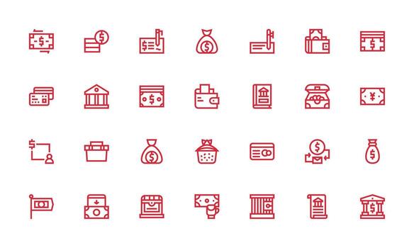 negrita línea estilo depositar íconos con 28 vectores flexible icono sistema para web interfaces