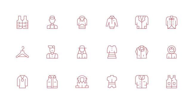 Jacket featuring 18 Icons in Minimal Line Design Scalable Icons for Cross-Platform Interfaces vector