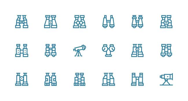 18 Strong Stroke Line Style Icons from Binoculars Collection Pixel Perfect Icons for Modern Apps vector