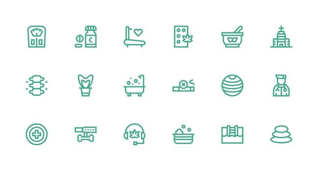 Strong Stroke Line Style Wellness Icons with 18 Vectors Simplified Icon Pack for Visual Tools