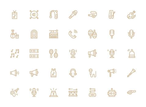 Sound featuring 35 Icons in Regular Clean Line Design Versatile Icon Collection for Designers vector