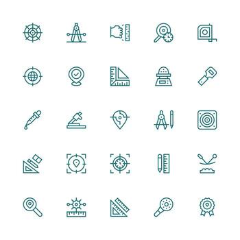 Medium Stroke Outline Style Precise Icons with 25 Vectors Complete Icon Set for Mobile Apps