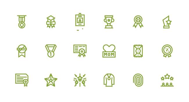 Recognition Visual Pack containing 18 Strong Stroke Line Icons Icon Pack for UI vector