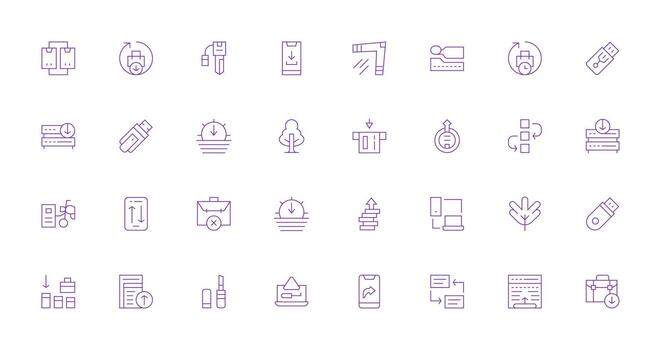 32 Thin Line Icons for File Transfer Graphics Professional Icon Pack for Development Work vector
