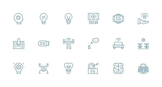 Innovation Design Icons featuring 18 in Minimal Line Style High-Quality Icon Pack vector