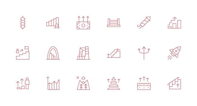 Climb featuring 18 Icons in Minimal Line Design High-Quality Icon Pack vector