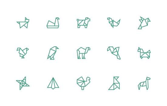 15 Regular Line Style Icons from Origami Collection Multi-Style Icon Collection vector