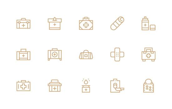 Wound Care including 15 Regular Line Illustrations Interface Icons for Daily Use vector