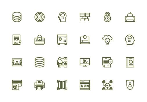 24 Thick Line Line Designs for Data Security Icons Essential Icon Set for Teams vector