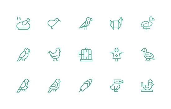 Bird including 15 Regular Line Illustrations Lightweight Icon Series for Fast Prototypes vector