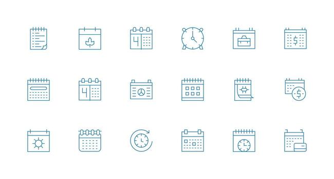 18 mínimo línea vectores para anual tema mínimo icono paquete