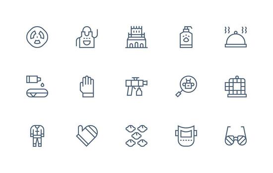15 Protective Icons in Regular Line Aesthetic Basic Icon Series vector