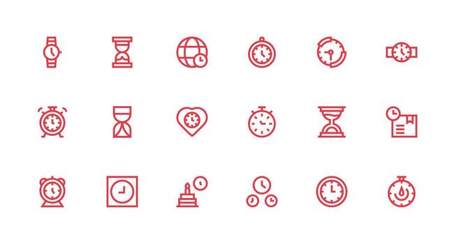 18 Moment Icons in Strong Stroke Line Aesthetic Simple Icons for Interface and Wireframes vector