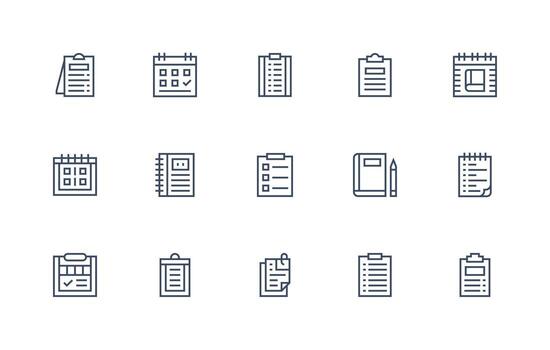 ToDo Icon Collection with 15 Regular Line Designs Essential Icon Collection vector