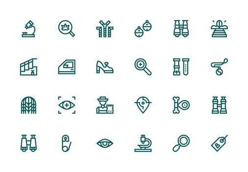 Detail Icon Set with 24 Thick Line Line Graphics Multi-Style Icon Collection vector