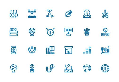 Thick Line Line Icons from Yield Set with 24 Vectors Flat Icon Set
