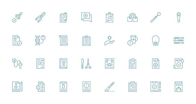 Procedure Icon Collection with 32 Thin Line Designs Theme-Based Icon Pack vector