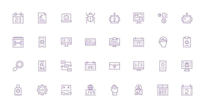 32 Delgado línea estilo íconos desde programa colección creativo icono conjunto vector