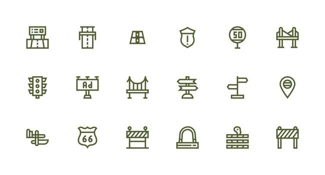 18 fuerte carrera línea vectores para autopista tema de confianza íconos para todas interfaces