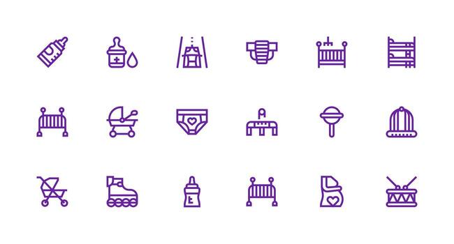 18 Icons for Child in Strong Stroke Line Format Compact Icon Set vector