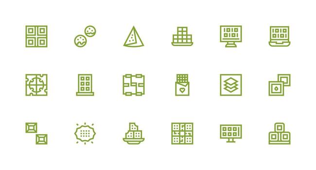 18 Strong Stroke Line Designs for Squares Icons Quick Access Icons for UI Development vector