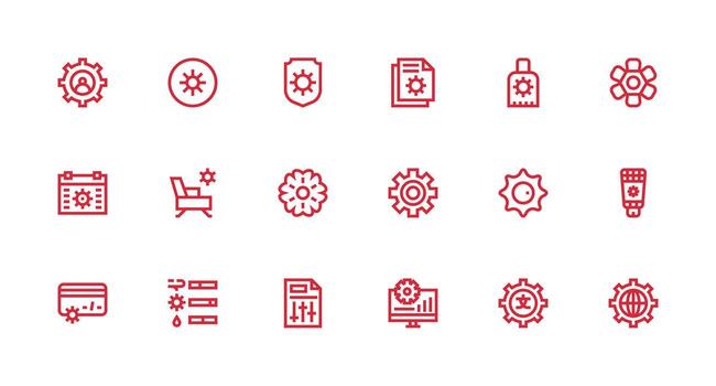 Configure including 18 Strong Stroke Line Illustrations Essential Icons for Rapid UI Building vector