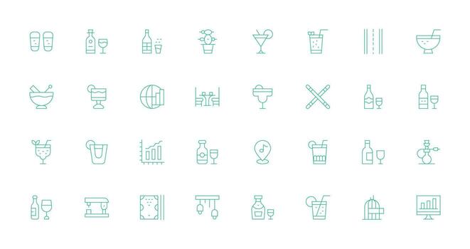 Thin Line Icons from Bar Set with 32 Vectors Design Icon Pack