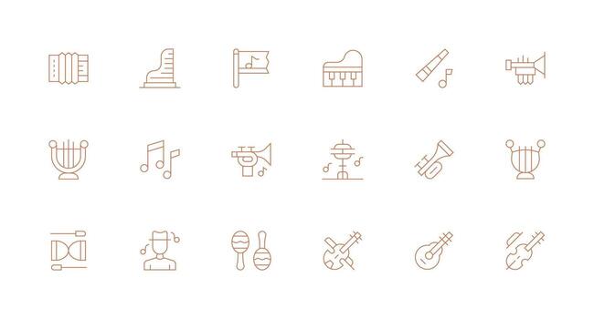 18 Minimal Line Designs for Orchestra Icons Clear and Concise Icon Set Collection vector